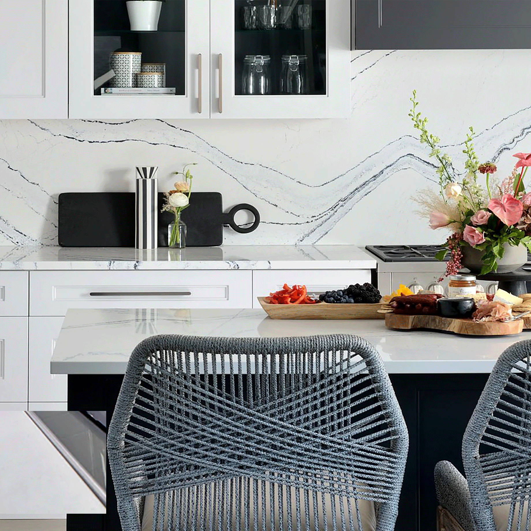 Quartz backsplash