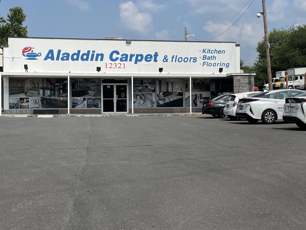 Aladdin Carpet & Floors showroom storefront on Parklawn Dr, Rockville, MD