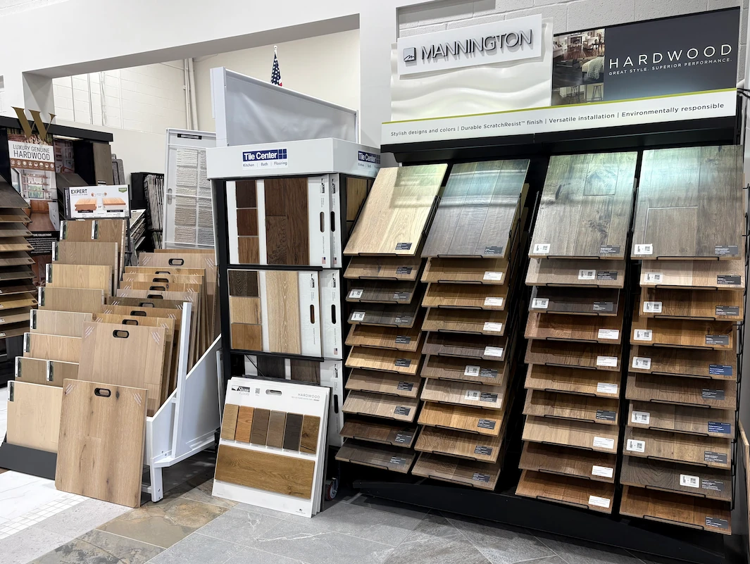 Inside of Aladdin Carpet and Floors Showroom in Gaithersburg, MD Mannington Display.