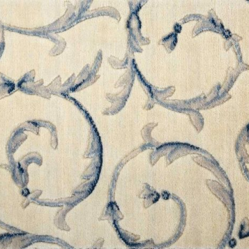 Nourison Scroll Work Ivory Blue 13x16.8 feet Olefin Carpet Remnant